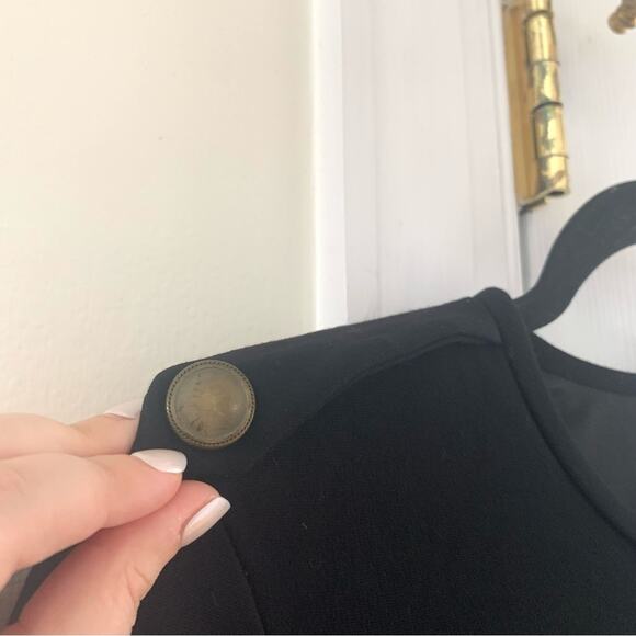 Mango Suit by MNG Brown & Black Contrast Sheath Dress w/ Brass Epaulette Detail - Picture 4 of 8